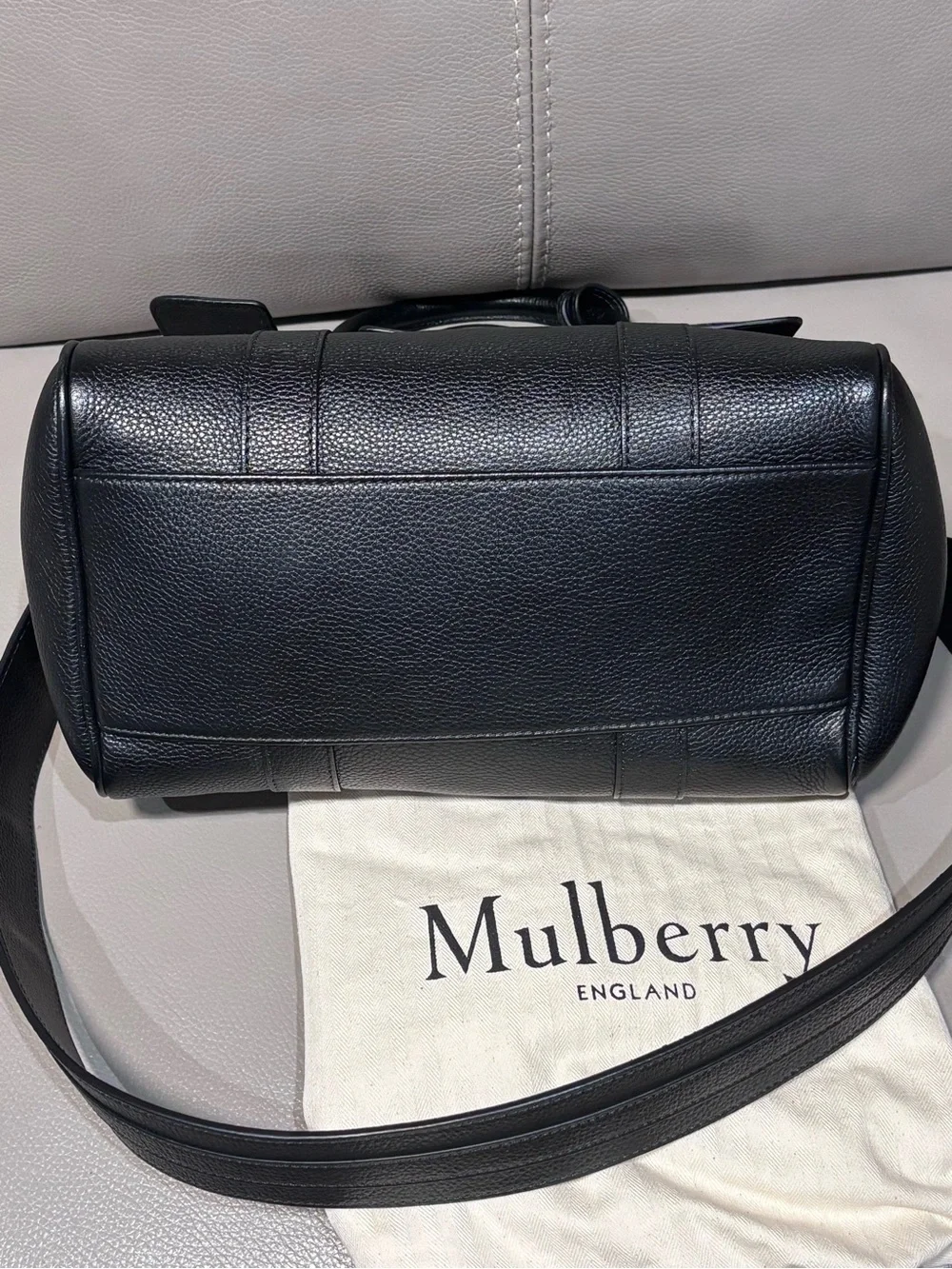 Mulberry Black Pebbled Leather Satchel with Gold Hardware and Strap